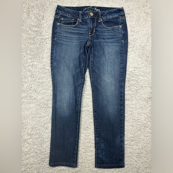 American Eagle Jeans Womens 2 Short Skinny Stretch Low Rise Dark Wash Vintage - Picture 1 of 5